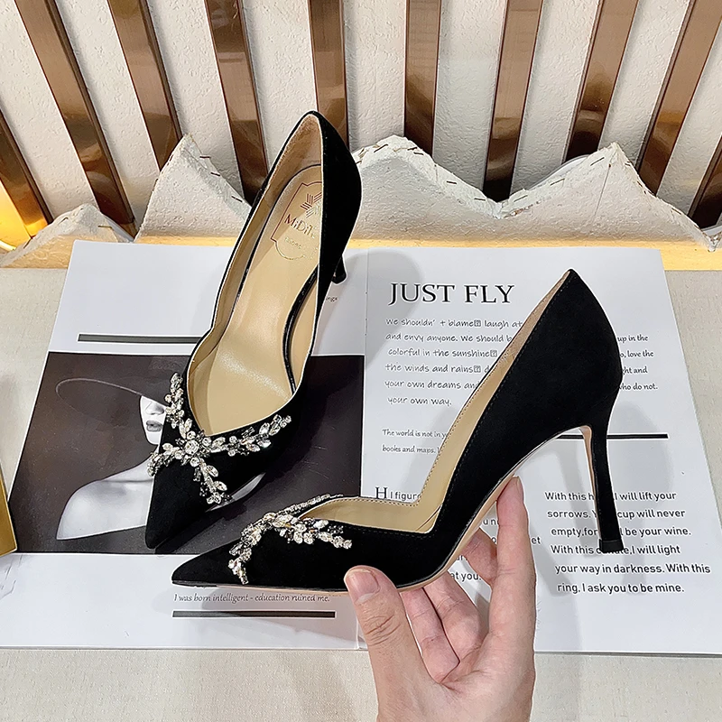 MIDITU/米蒂图 羊皮高跟鞋尖头2025年新款单鞋细跟浅口高跟鞋