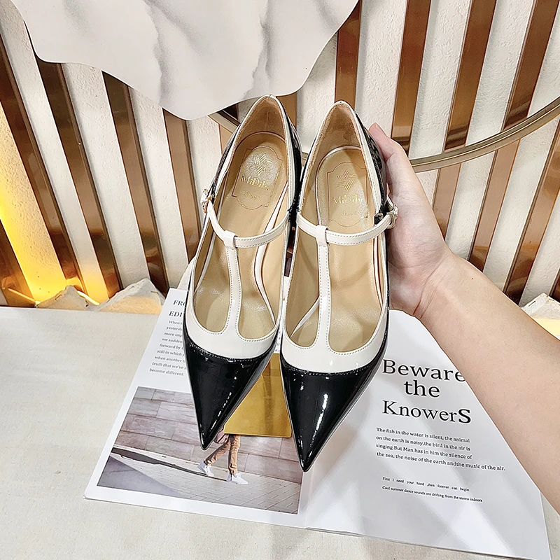 MIDITU/米蒂图 羊皮高跟鞋尖头2025年新款单鞋细跟浅口高跟鞋