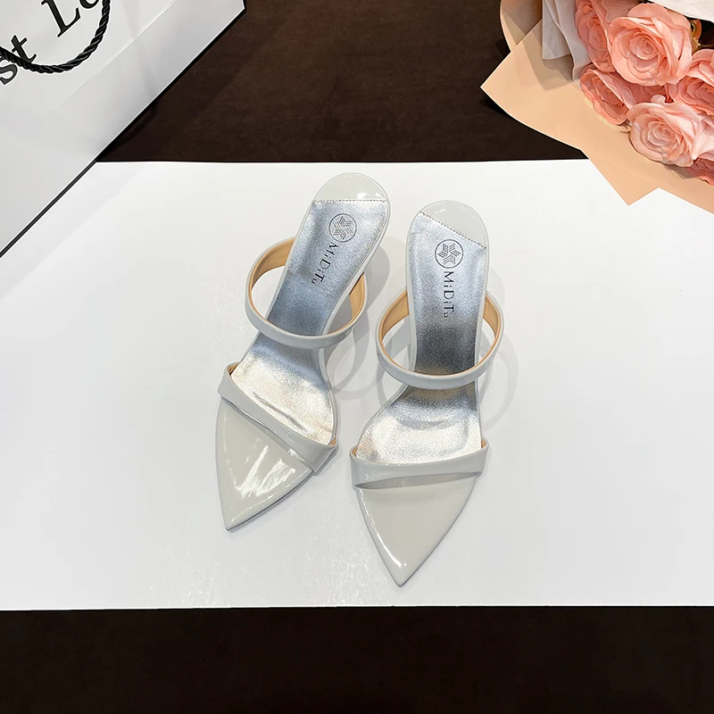 MIDITU/米蒂图 月光女神 羊皮一字带凉鞋高跟鞋尖头细跟2025年