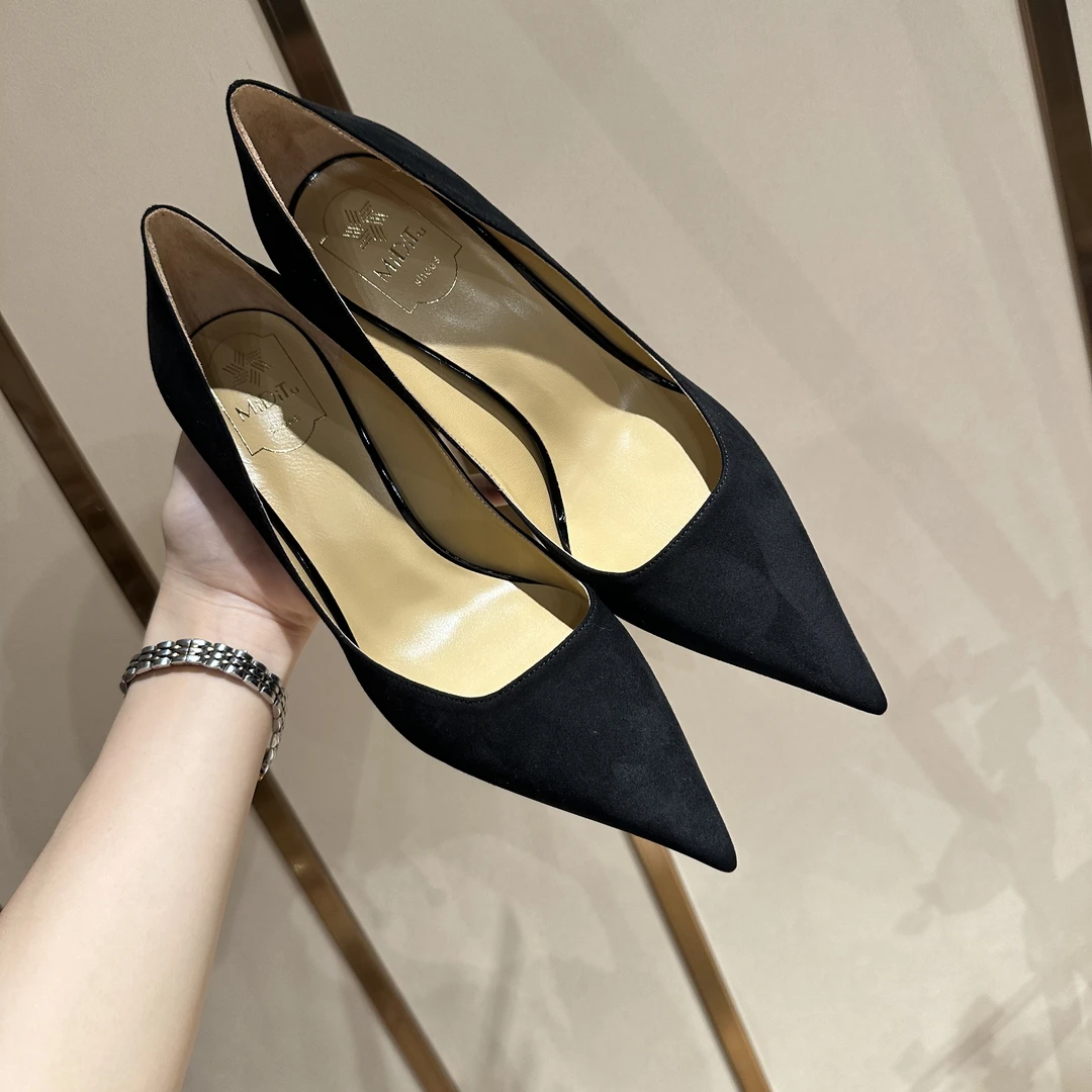 MIDITU/米蒂图 羊皮高跟鞋尖头2025年新款单鞋细跟浅口高跟鞋