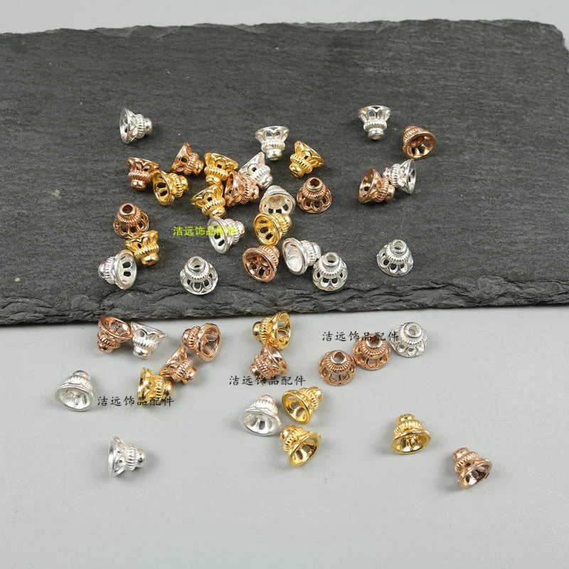 合金颤枝吊帽无孔塔型珍珠帽手工diy发簪发钗流苏吊坠花帽扣配件