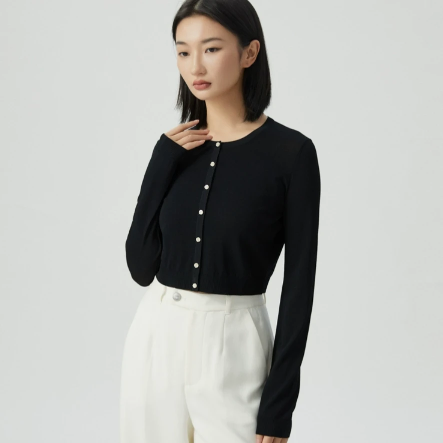 2024夏春季圆领冰丝针织衫女外套打底防晒上衣1499107