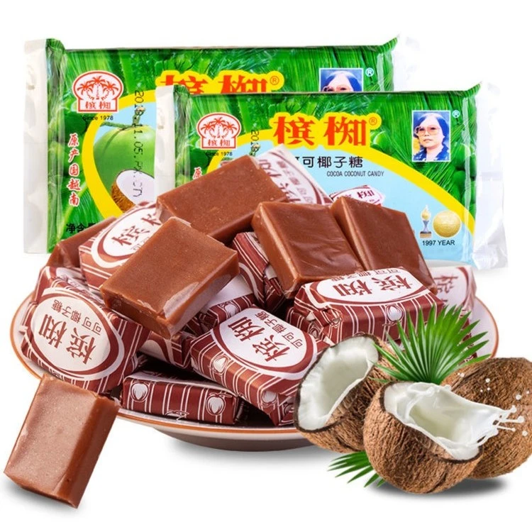 越南进口椰子糖儿时童年小食用童年香浓混合味糯米纸零食软硬椰糖