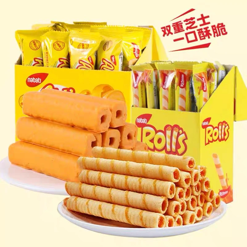 印尼纳宝帝玉米棒芝士夹心卷nabati丽芝士雅嘉奶酪零食聚餐8g儿童