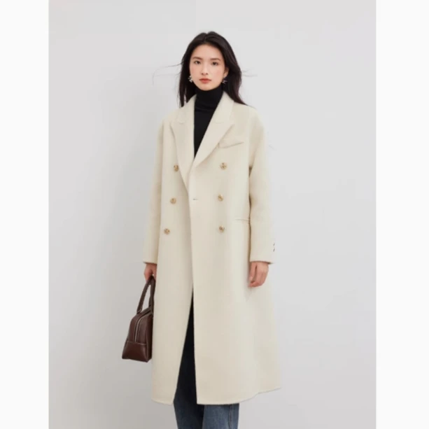 860高级感纯色气质大衣女中长款2024冬新款保暖加厚呢子外套女