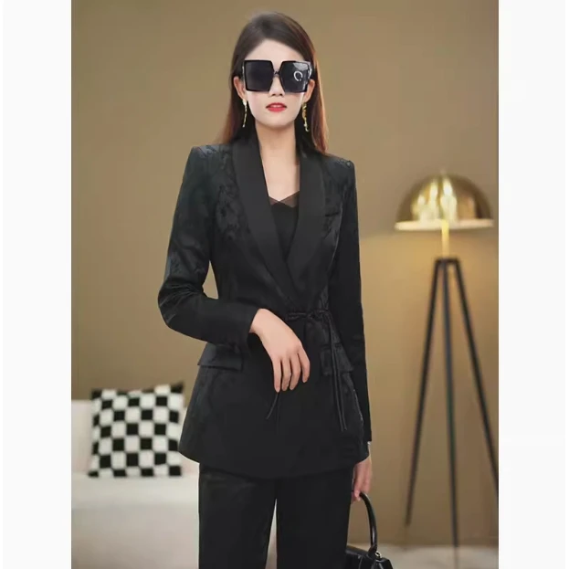 509春秋新款显瘦气质长袖休闲西服套装女西装时尚女神两件套女