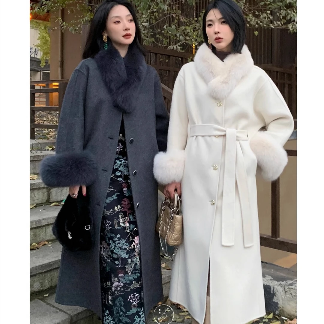 883冬季新款大衣外套女加厚保暖防寒纯色高级感微宽松气质时尚女