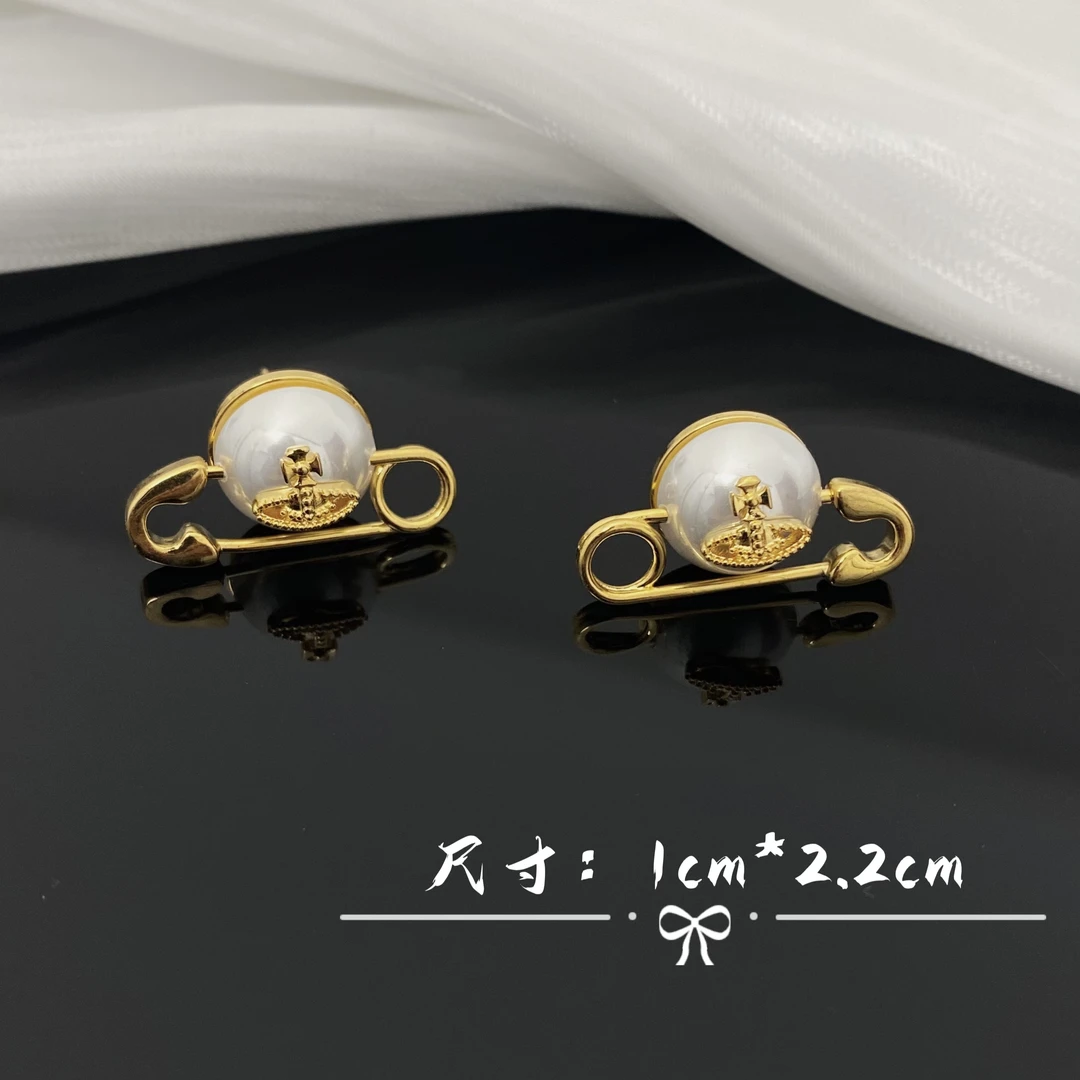 铜合金仿珍珠耳饰 【金恩】气质轻奢时尚百搭 韦雪同款土星别针耳钉