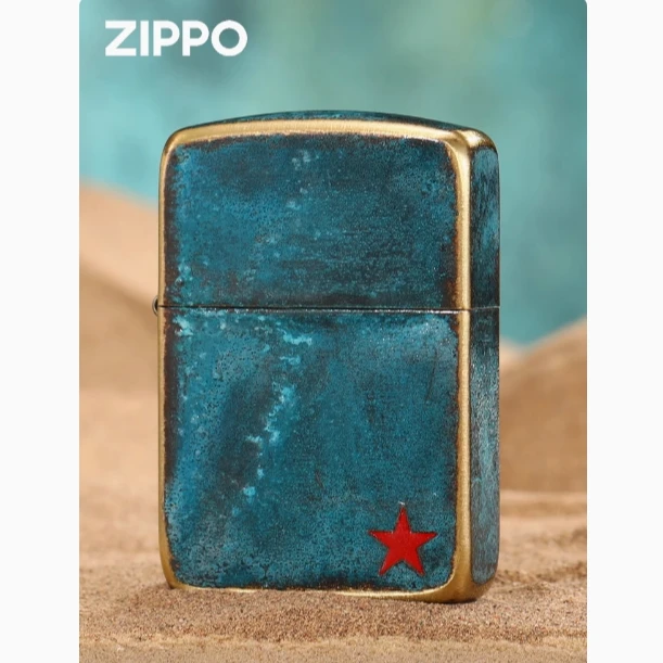 ZIPPO青铜色红五角星 1941复刻军机正品打火机男士蓝色复古DYJ1