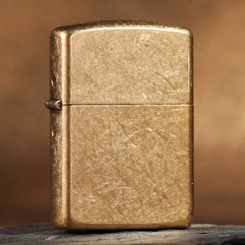 ZIPPO/之宝打火机黄铜花沙盔甲28496男士高档双面个性金TCJ1