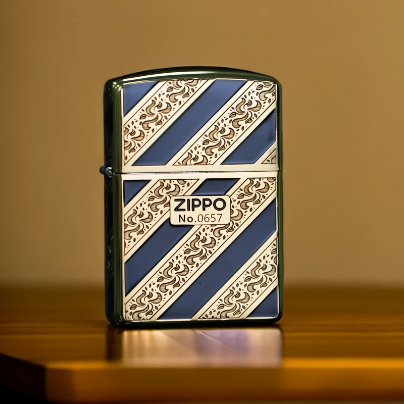 ZIPPO/之宝斜纹富贵花 珐琅镶嵌正品打火机男士复古个性镜面DYJ1
