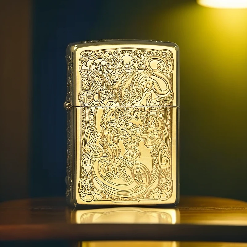 ZIPPO/之宝常规镀金五面貔貅 正品打火机男士复古双面金色DYJ1