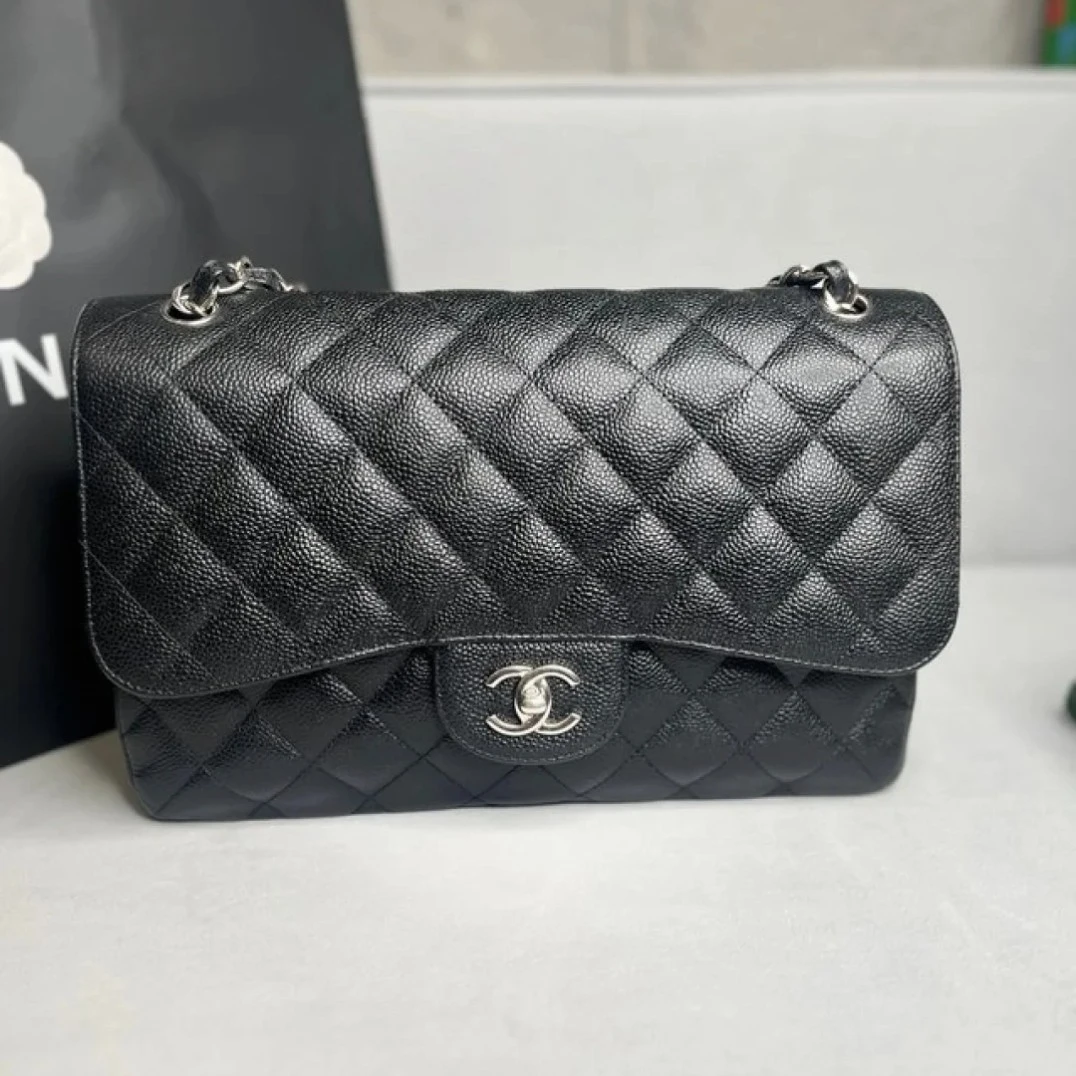 95新 Chanel/香奈儿 Rose/香奈儿cfjumbo黑银784428