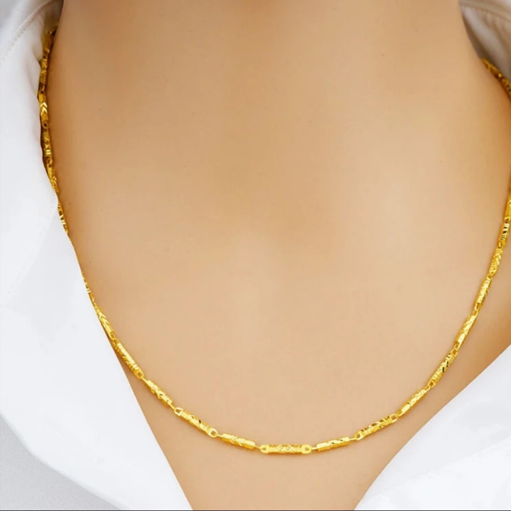 合金项链 精工小竹节项链45长度男女同款实心项链