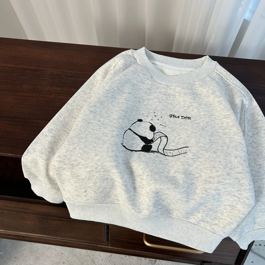 2024男童新款深秋加绒款男童熊猫印花卫衣BMD3062