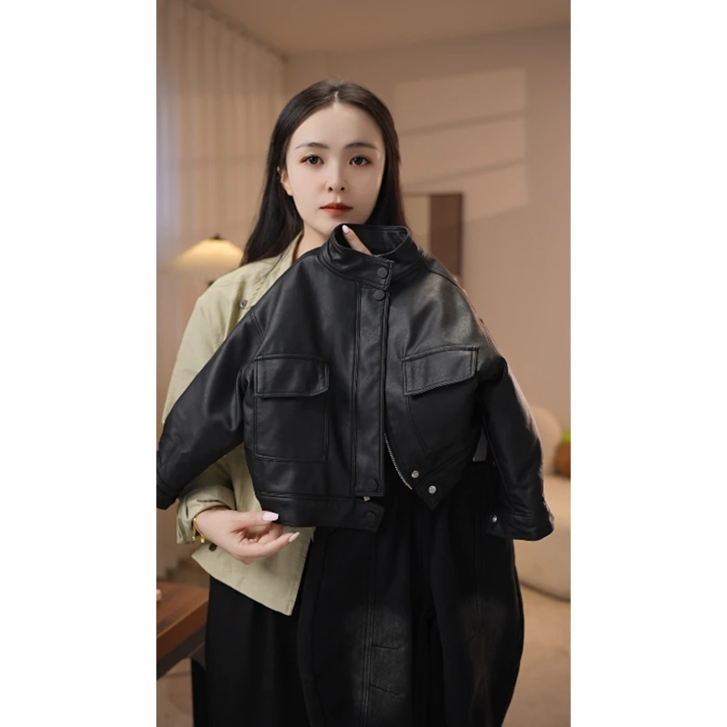 【米佑】儿童童装2024年新款潮酷皮衣加绒外套韩版冬季上衣BMD3536