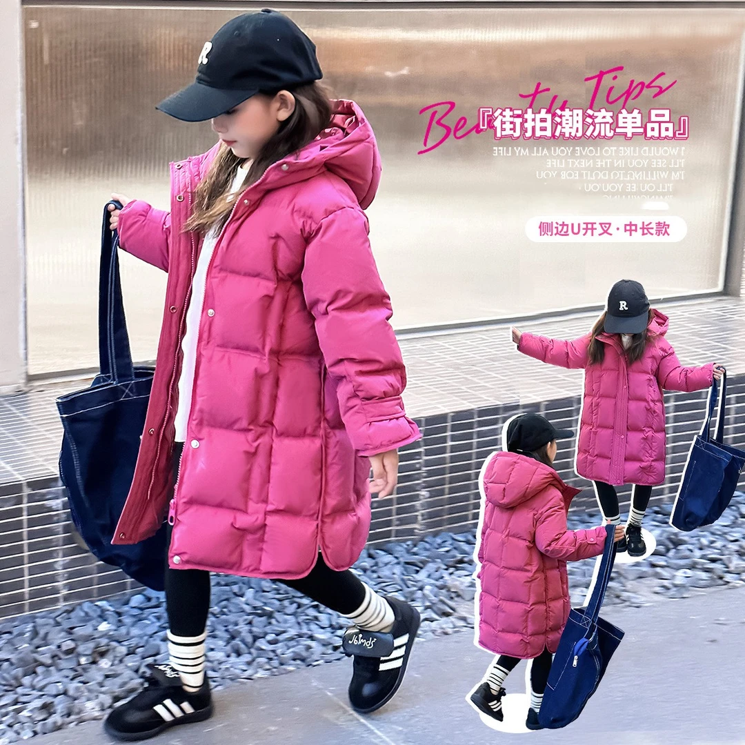 女宝宝棉服中长款儿童中大童加厚保暖棉衣中大童秋冬韩版过膝外套