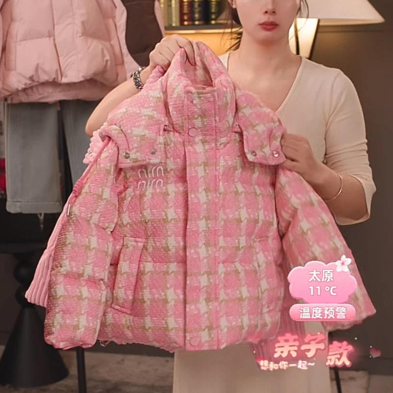 2025冬装新款棉服小女孩粉色外套甜美重工棉衣中大童加厚新年棉袄