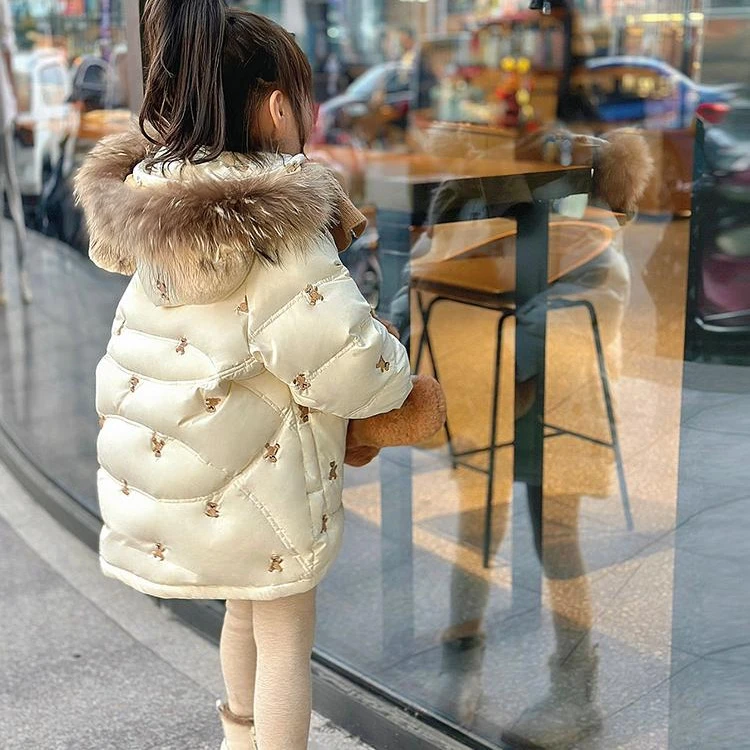 女童中长款棉服洋气冬季大毛领加厚儿童棉袄冬装外套秋冬大衣童装