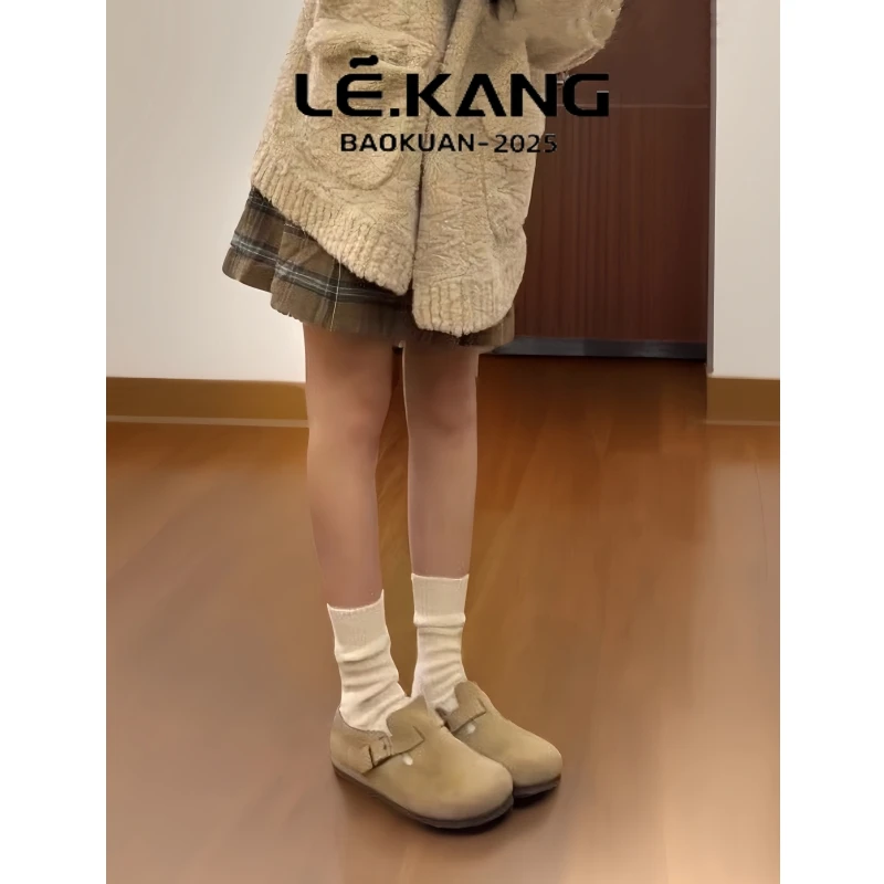 软底全包勃肯鞋女2025年新款春秋厚底钓鱼博肯单鞋懒人一脚蹬女鞋