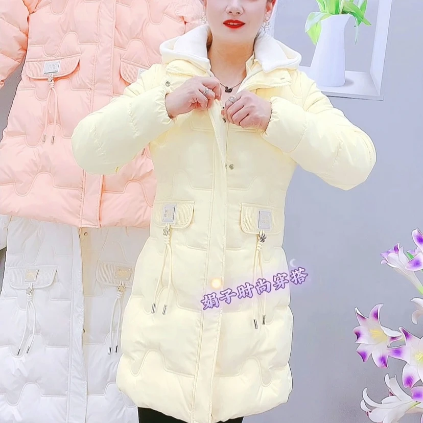 加厚保暖修身款中长款高档棉服棉服冬季可拆帽新款显瘦御寒棉袄