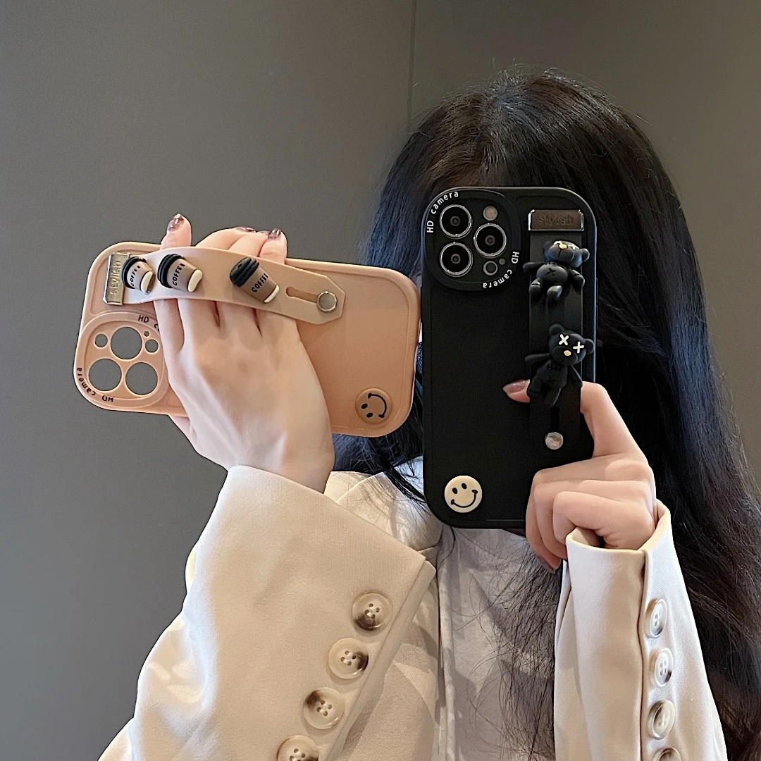 适用苹果/华为/vivo/oppo/小米个性高级感情侣防摔硅胶腕带手机壳