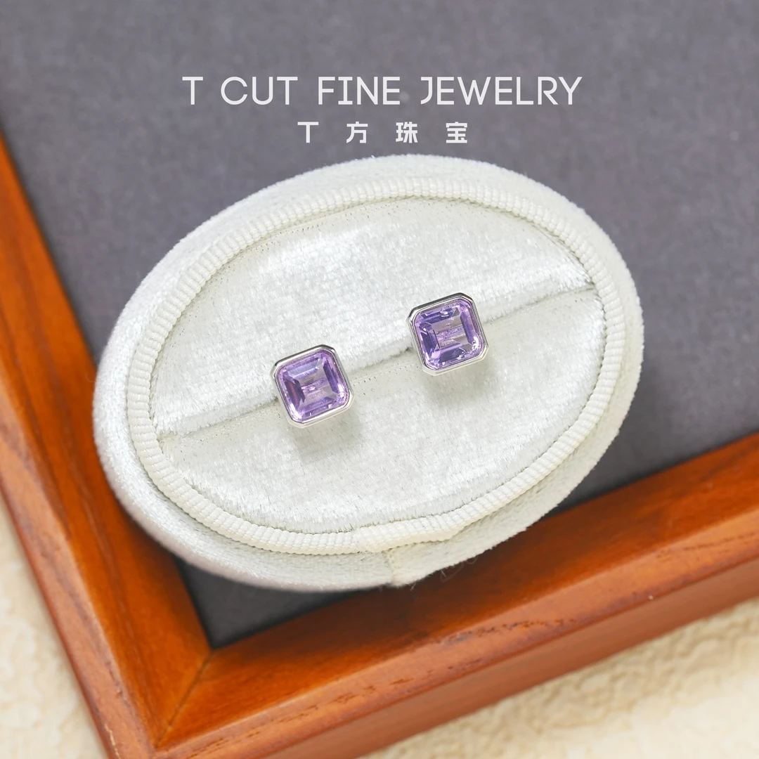 【简约紫水】天然紫水晶ins风设计款S925银耳钉