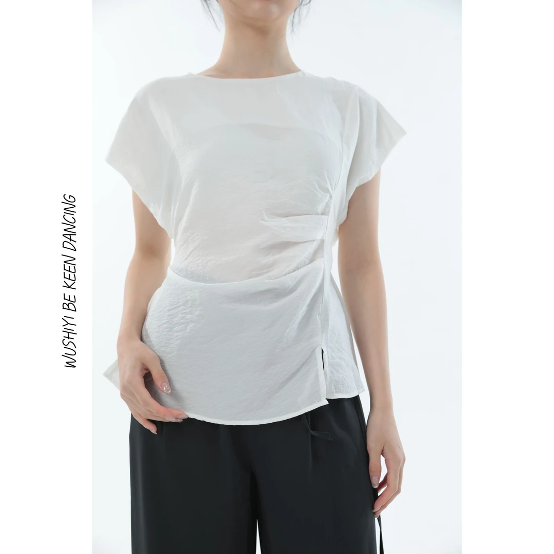 舞十一A0020收腰交叉舞蹈衬衫宽松休闲舞蹈练功服显瘦现代舞服