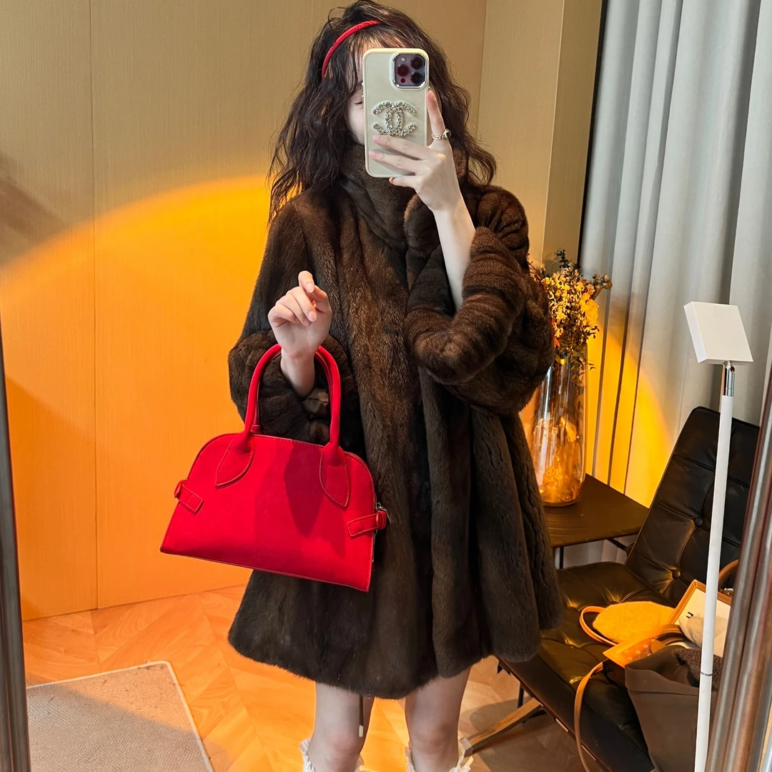 【在逃公主】新款冬整貂天鹅绒貂皮大衣女水貂毛