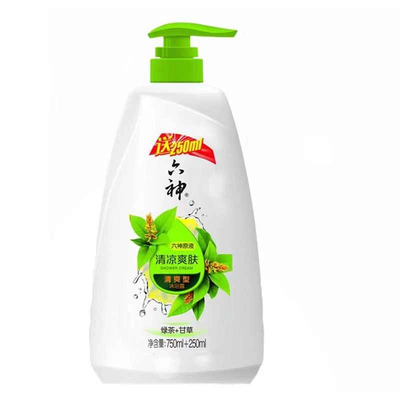 六神清凉爽肤沐浴露 绿茶+甘草 750ml+250ml （26年12月到期）