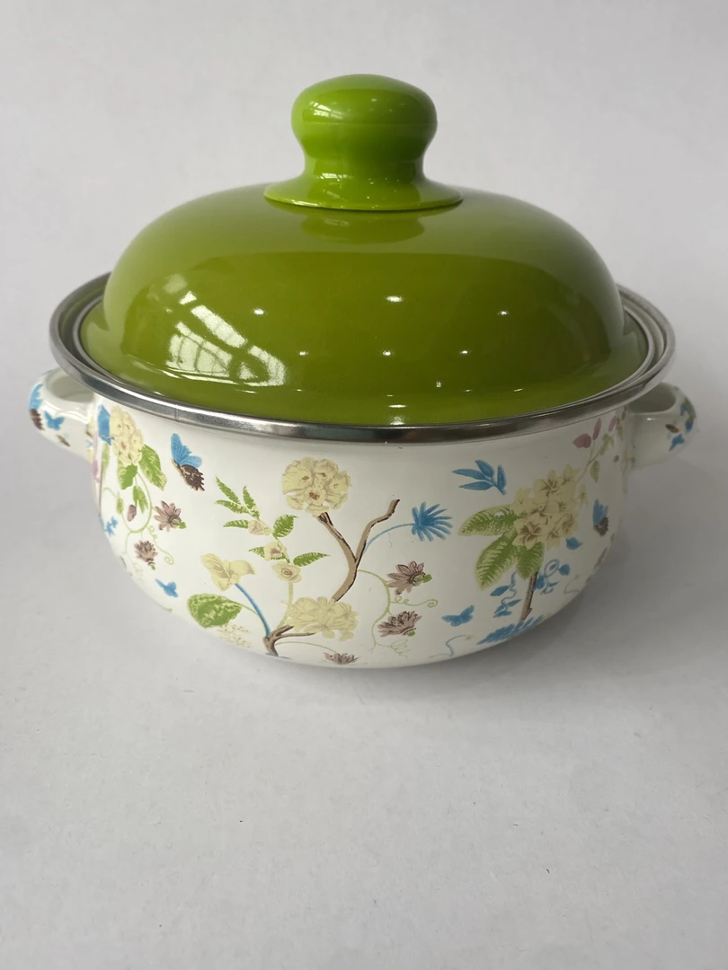 18cm汤锅【春意盎然】出外贸 搪瓷珐琅汤锅辅食锅