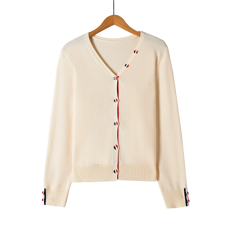 外套秋冬新品大码简约纯色v领百搭单排扣通勤针织长袖女上衣开衫