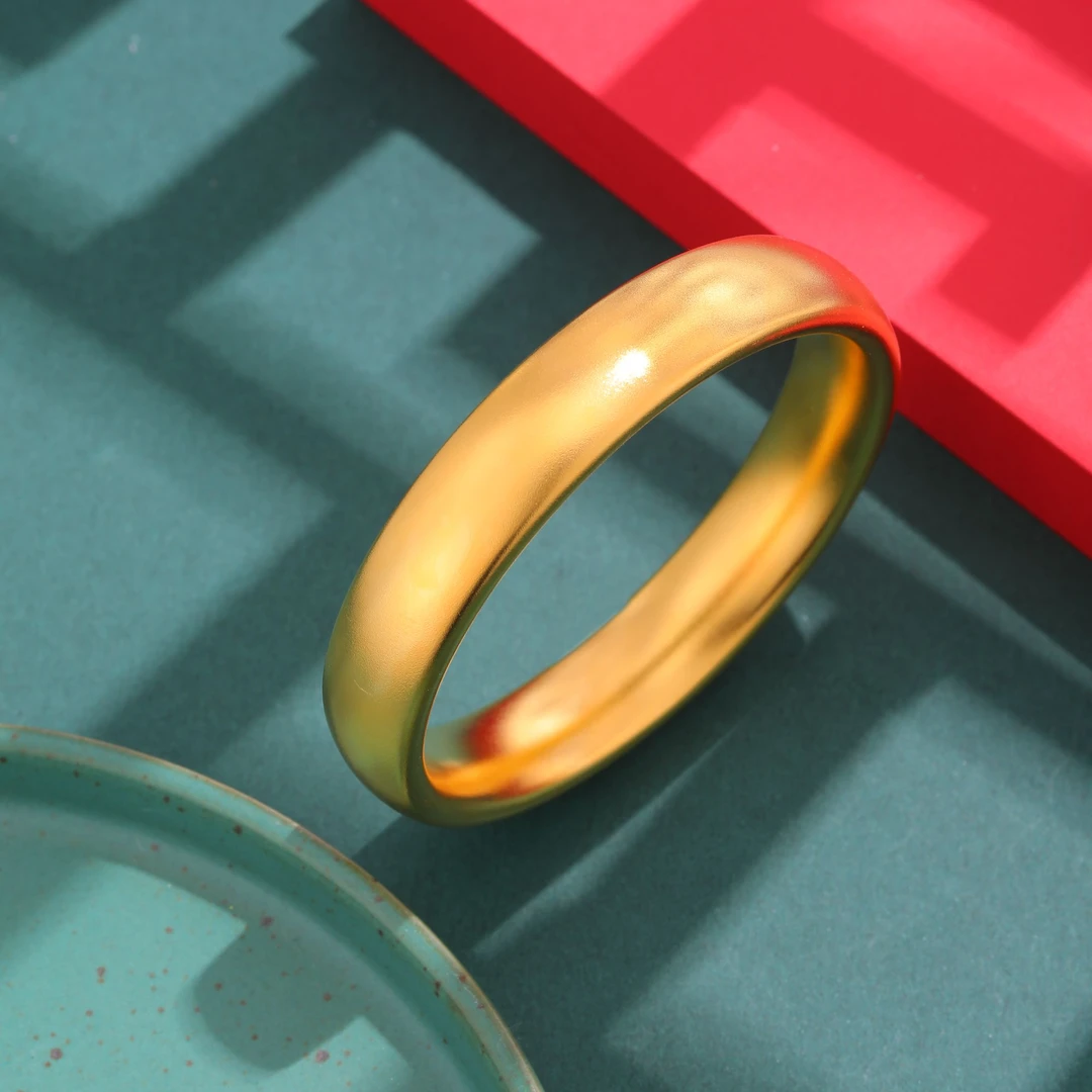 足银手镯 银铸了厚金古法轮胎镯子百搭经典不掉色时尚磨砂传承