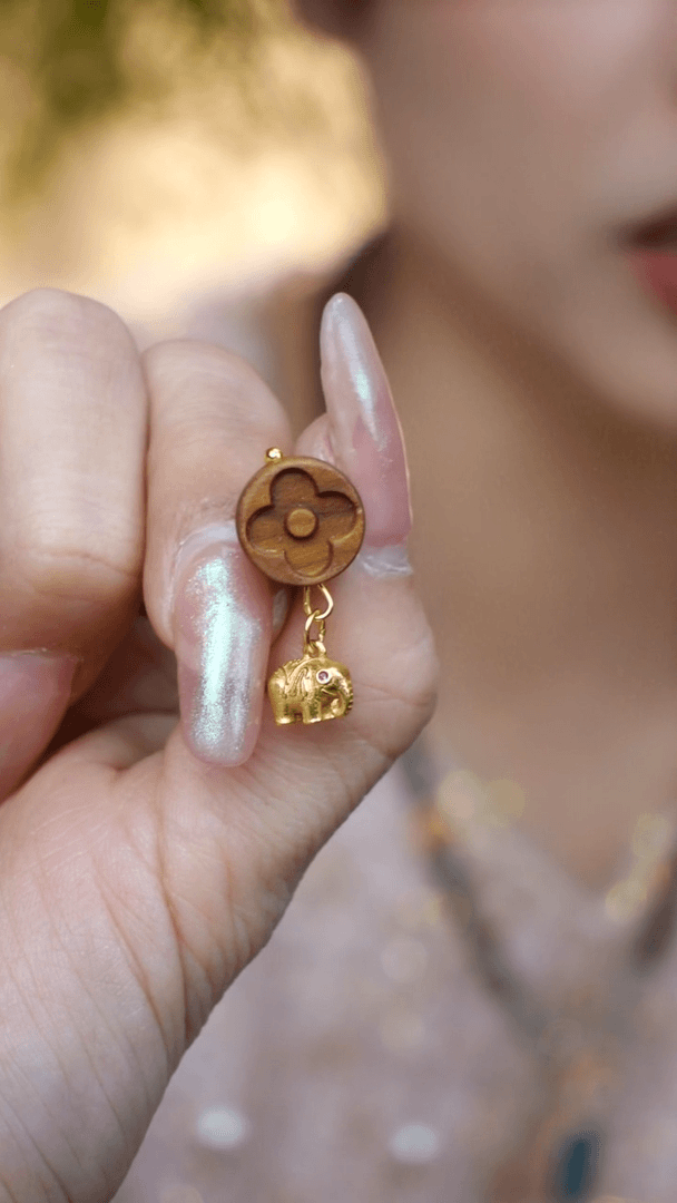 【闪购商品】檀香木吊坠未镶嵌老山檀香大象耳环@BYD1304