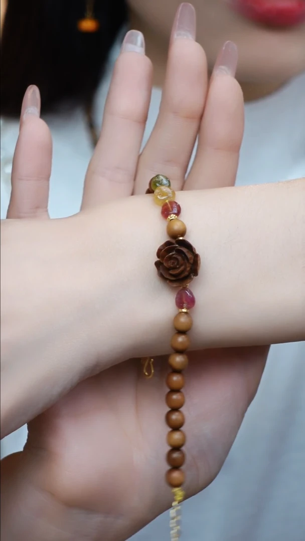 【闪购商品】檀香木手串未镶嵌老山檀香玫瑰花单圈手串@BYD1261
