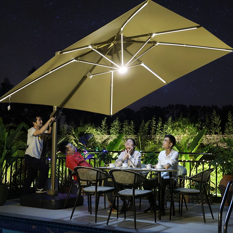 户外遮阳伞大太阳伞庭院广告伞罗马伞户外伞室外带灯太阳能伞