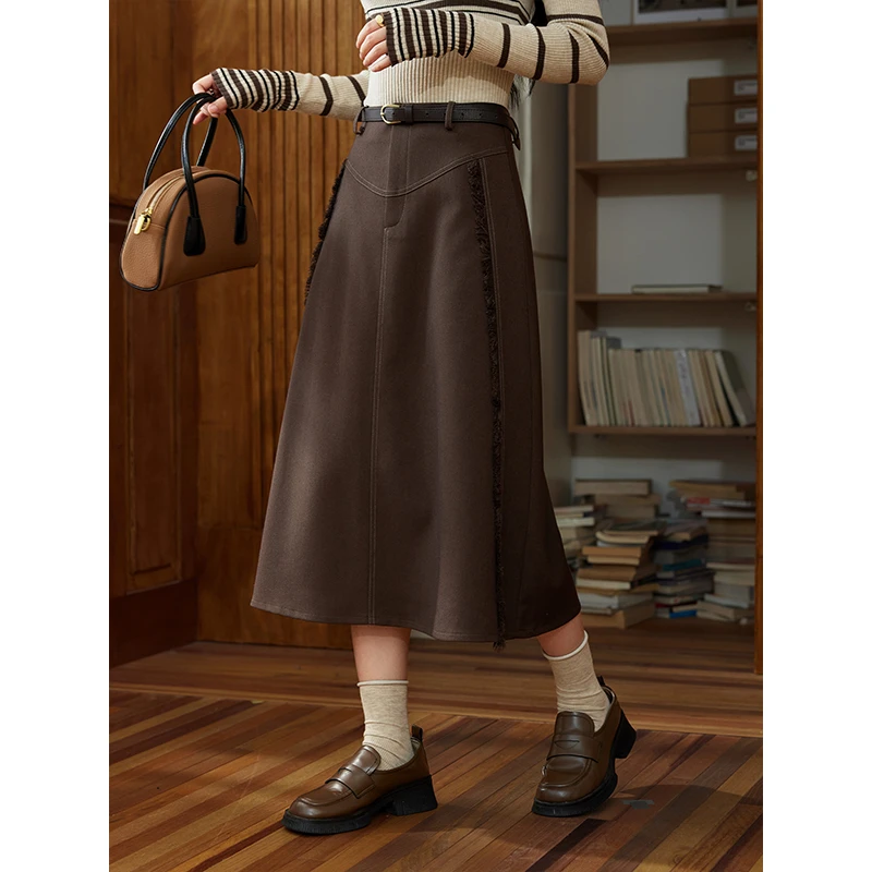 【直播专属】谜秀百褶半身裙女复古A字长裙半裙子高腰MXD45B0503