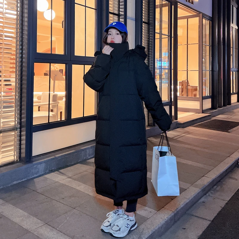 羽绒服女2025年新款长款过膝加厚男女情侣大码宽松冬季中戏外套女