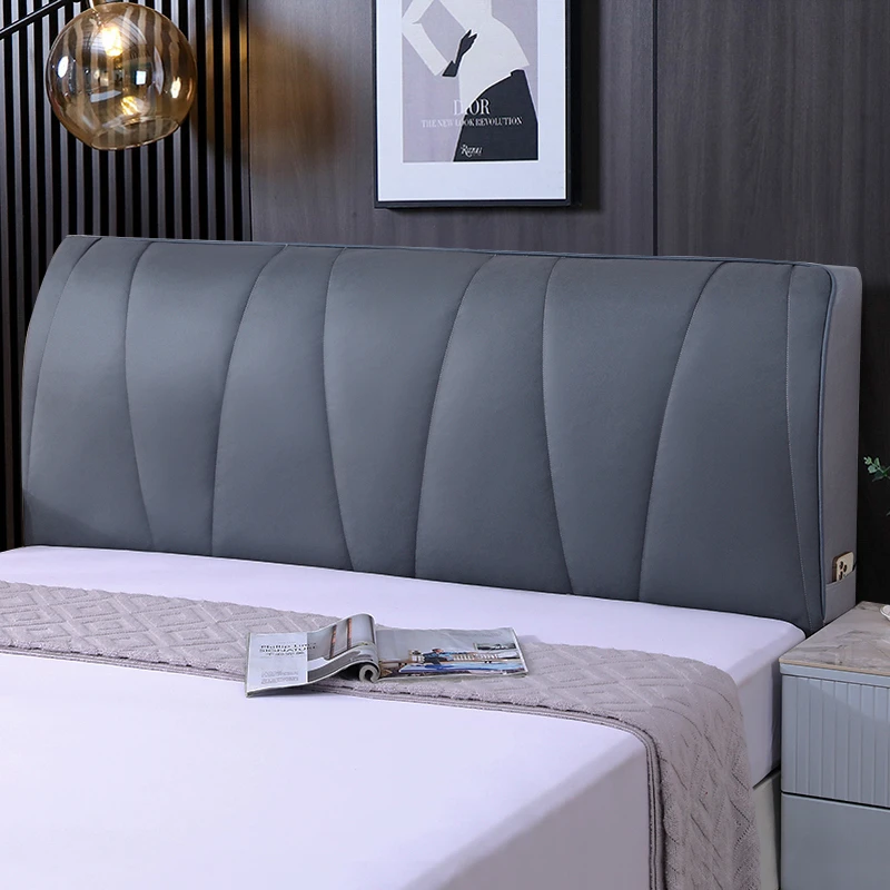 科技布床头罩套免洗可擦加棉加厚木头软包简约现代床头套罩北欧风