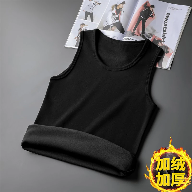 2025秋冬季男士背心加绒内穿马甲加厚保暖弹力修身坎肩外穿无袖男