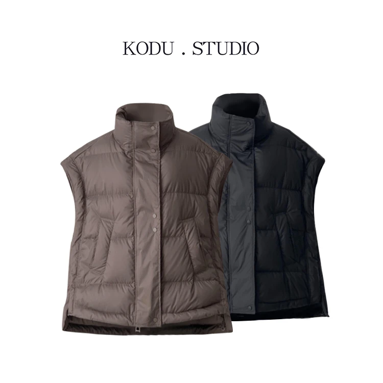 【11刻度KODU】 01-VW1487韩版一字肩宽松美拉德色系羽绒马夹