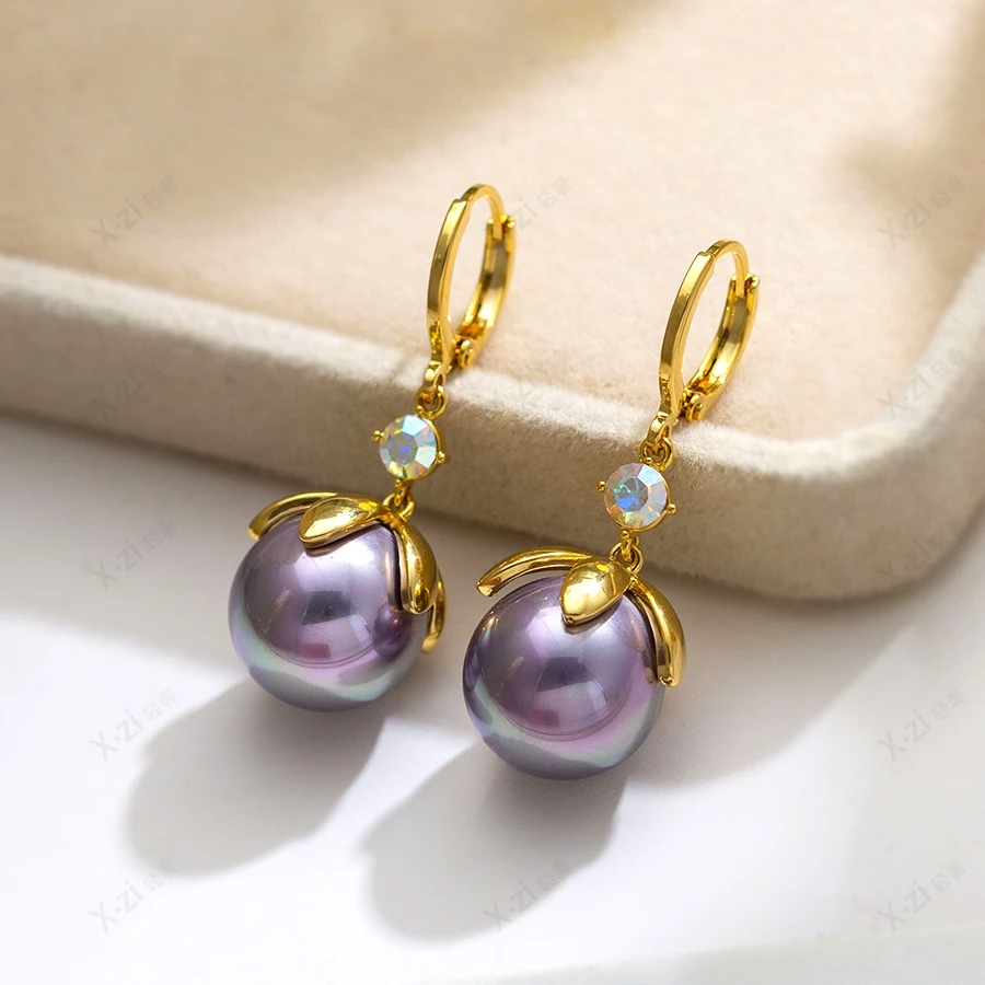 铜合金仿珍珠耳饰 小香风超温柔珠珠流苏耳扣百搭显温柔耳环1797