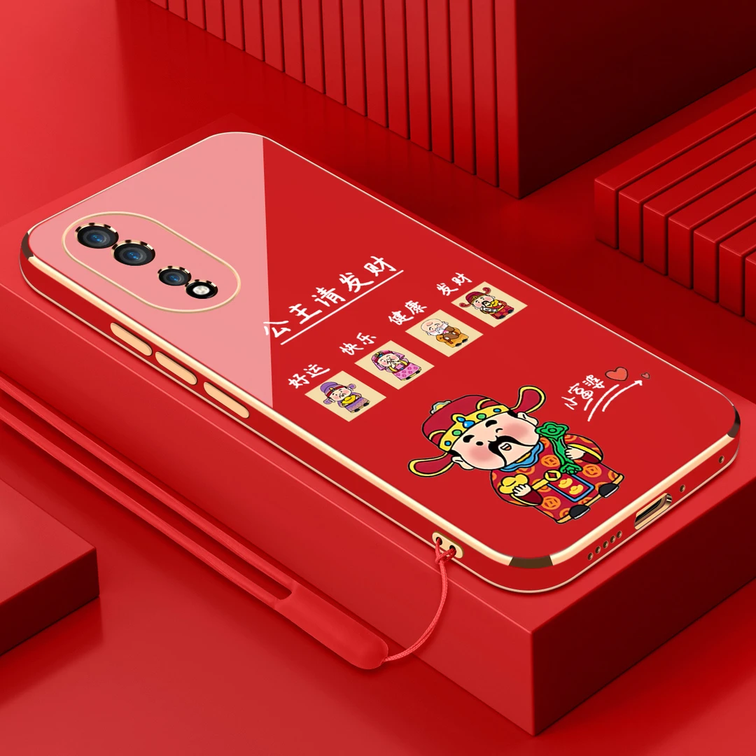 电镀公主请发财适用荣耀90手机壳防摔硅胶保护壳直边软壳手机套