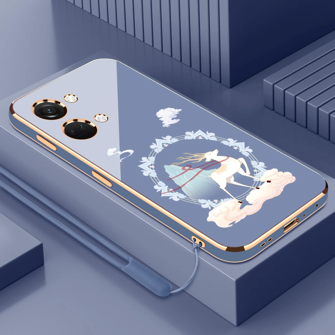 电镀鹿踏祥云适用于一加ace2v手机壳硅胶软壳防摔【送挂绳】