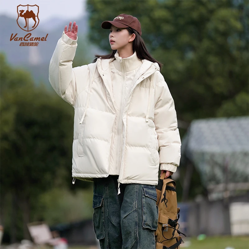 VANCAMEL/西域骆驼情侣户外棉衣宽松百搭连帽面包服TZS-M8876-DB