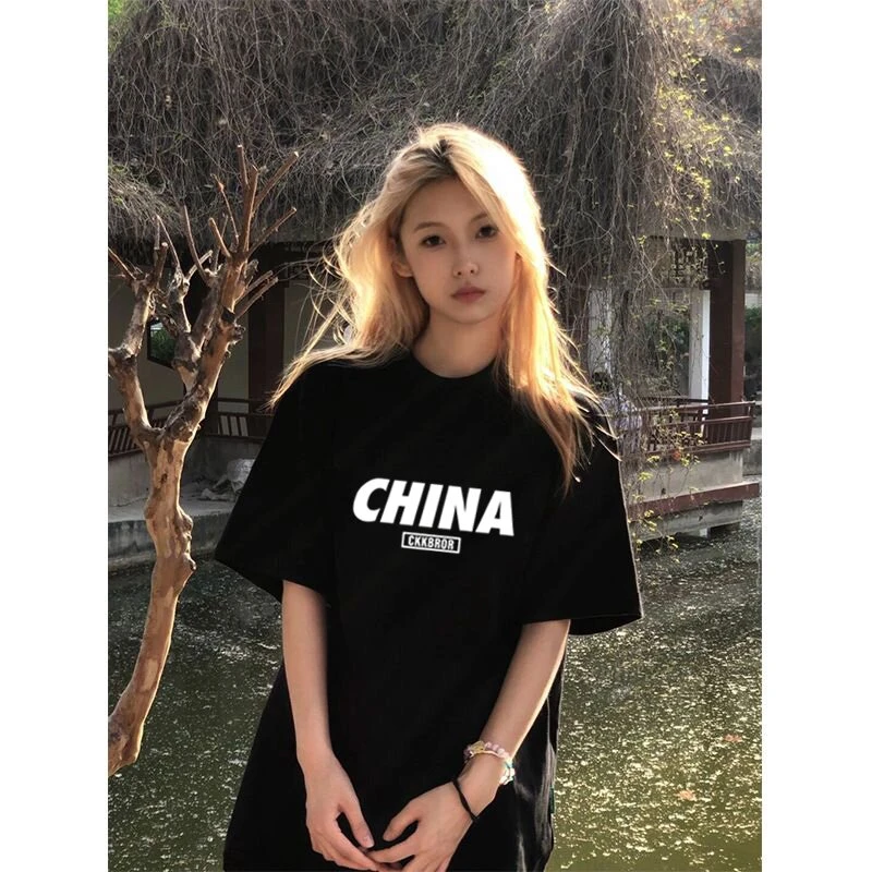 CKKOR美式复古短袖t恤女2025春夏季高街潮牌港味chic宽松显瘦半袖