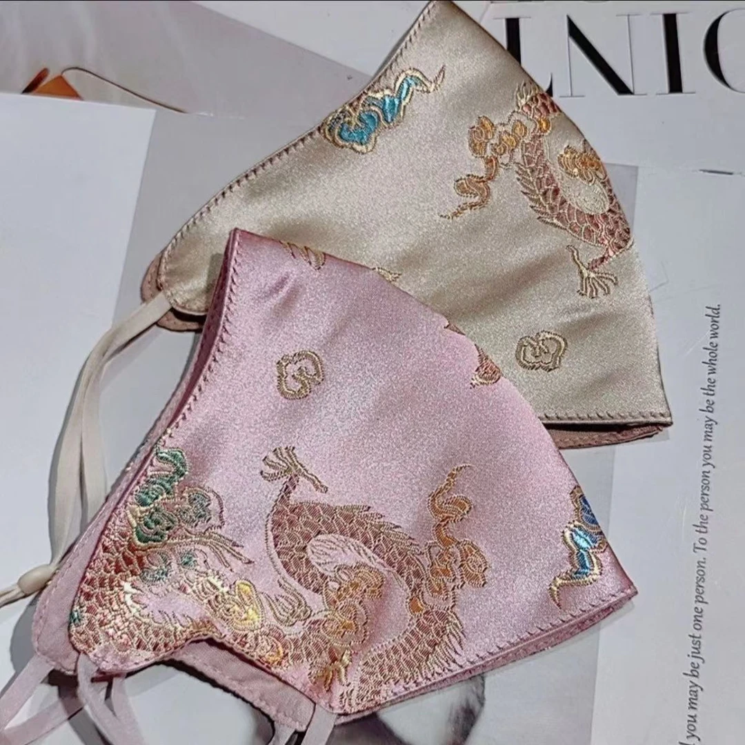 国潮龙纹高端提花防风保暖口罩防晒防尘面罩洋气可调节可水洗