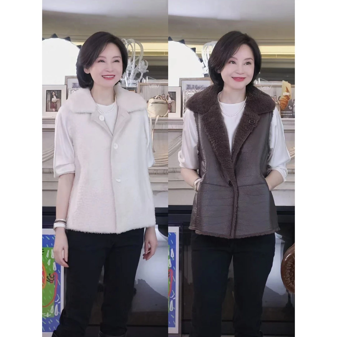 我是摩羯 里斯本的冬天 南非进口奥尔良希尔羊皮毛一体双面穿马夹