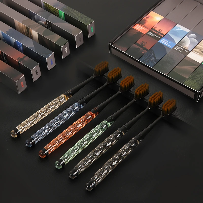 【精美礼盒装6支】轻奢家用超细万毛软毛独立宽头彩晶手柄情侣牙刷