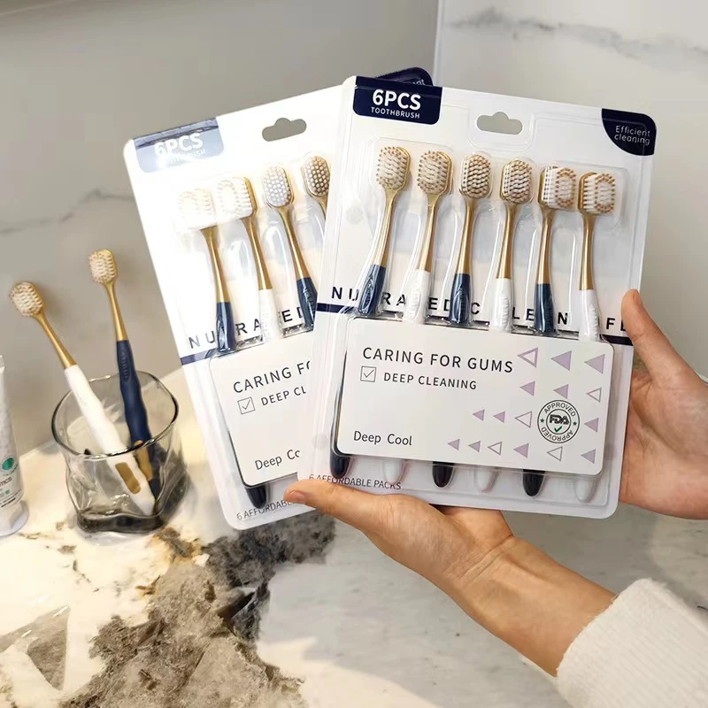 SM同款牙刷宽头6支高密度软毛清洁口腔家用护龈柔软牙刷